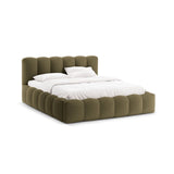 Lupine Bett mit Kopfteil und Stauraum aus Strukturierter Stoff in Grün (Moly 38), 200x200 cm von Micadoni – Bild 1