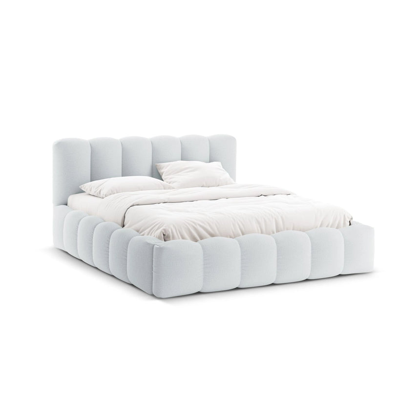 Lupine Bett mit Kopfteil und Stauraum aus Strukturierter Stoff in Hellgrau (Moly 70), 180x200 cm von Micadoni – Bild 1