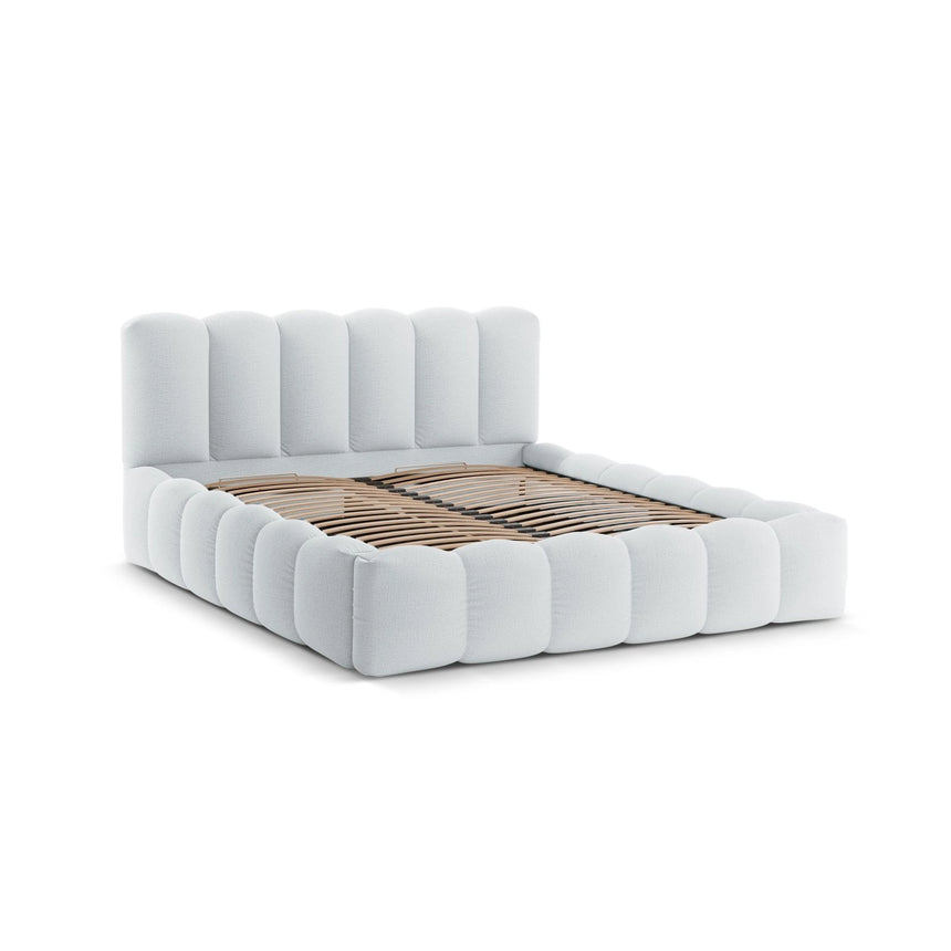 Lupine Bett mit Kopfteil und Stauraum aus Strukturierter Stoff in Hellgrau (Moly 70), 180x200 cm von Micadoni – Bild 5