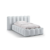 Lupine Bett mit Kopfteil und Stauraum aus Strukturierter Stoff in Hellgrau (Moly 70), 90x200 cm von Micadoni – Bild 1