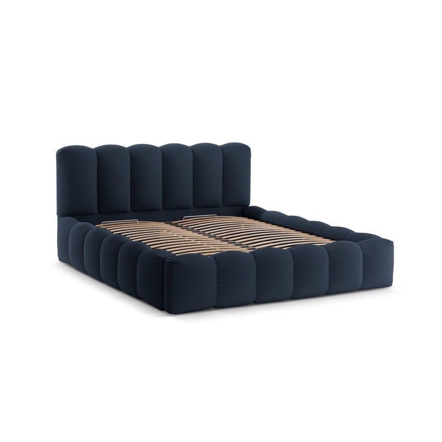 Lupine Bett mit Kopfteil und Stauraum aus Strukturierter Stoff in Königsblau (Moly 79), 160x200 cm von Micadoni – Bild 5