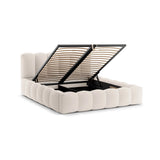 Lupine Bett mit Kopfteil und Stauraum aus Strukturierter Stoff in Leichtes Beige (Moly 02), 160x200 cm von Micadoni – Bild 6