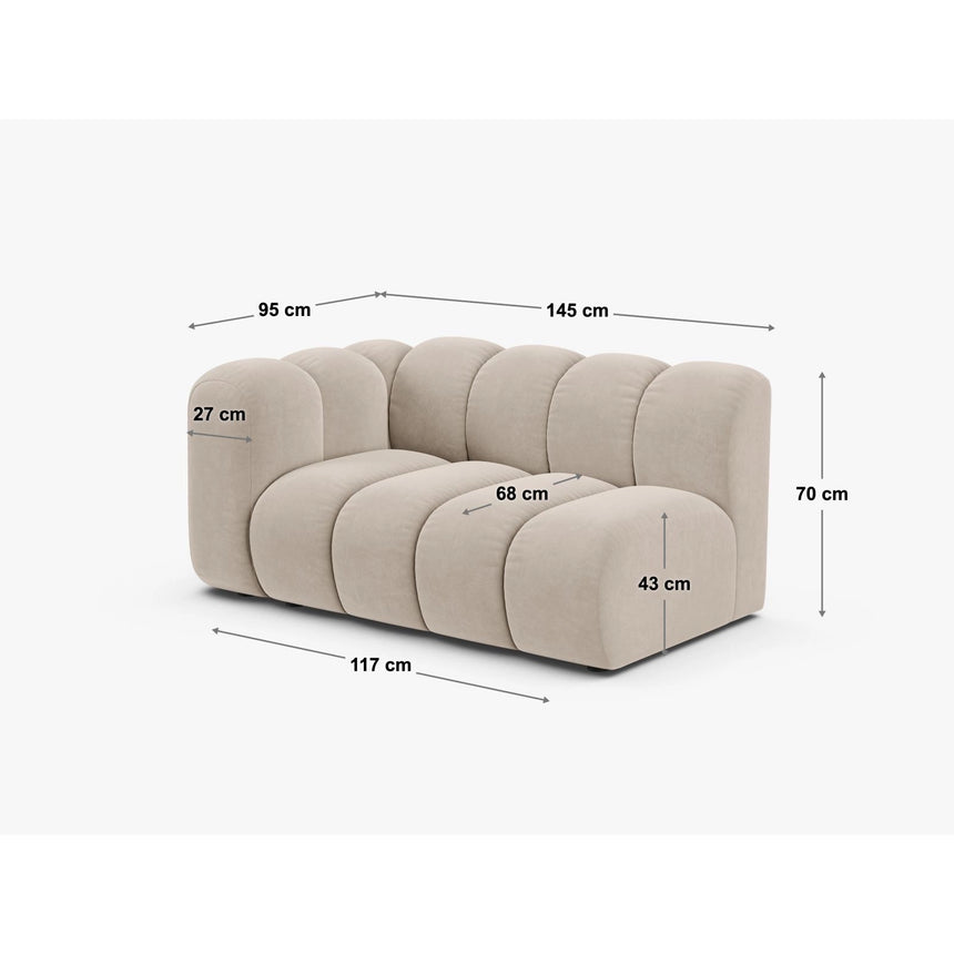 Lupine Modulares 2-Sitzer Sofa Sitzelement, Linke Seite, aus Chenille in Leichtes Beige (Eden 2 Pearl), 145x95 cm von Micadoni – Bild 2