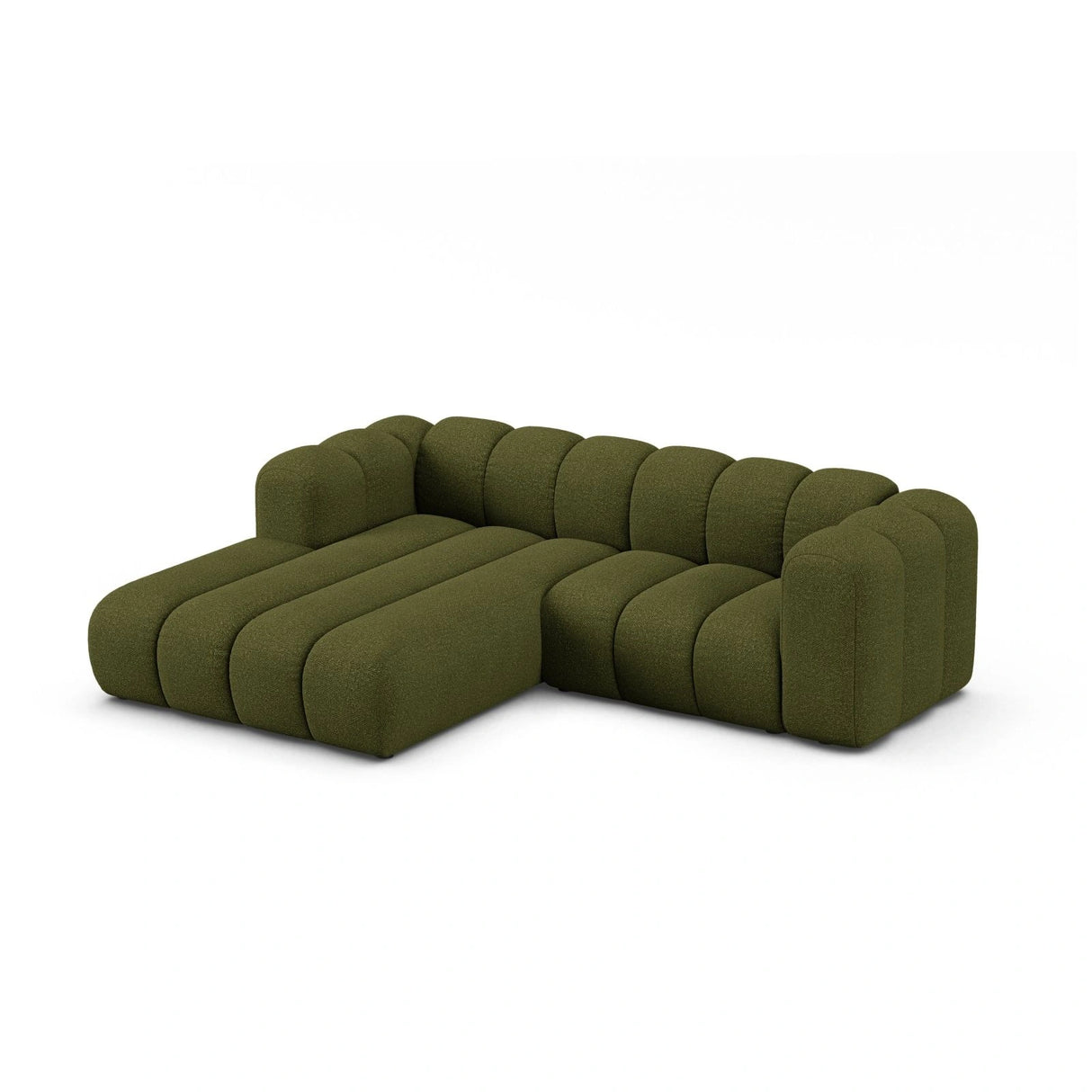 Lupine Modulares 3-Sitzer Ecksofa, Linke Seite, aus Boucle in Dunkles olivgrün (Baloo 2090), 230x177 cm von Micadoni – Bild 3