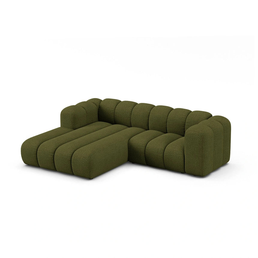 Lupine Modulares 3-Sitzer Ecksofa, Linke Seite, aus Boucle in Dunkles olivgrün (Baloo 2090), 230x177 cm von Micadoni – Bild 3