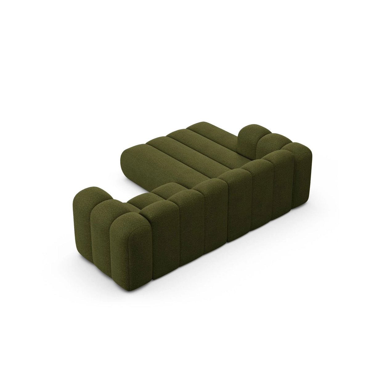 Lupine Modulares 3-Sitzer Ecksofa, Linke Seite, aus Boucle in Dunkles olivgrün (Baloo 2090), 230x177 cm von Micadoni – Bild 5