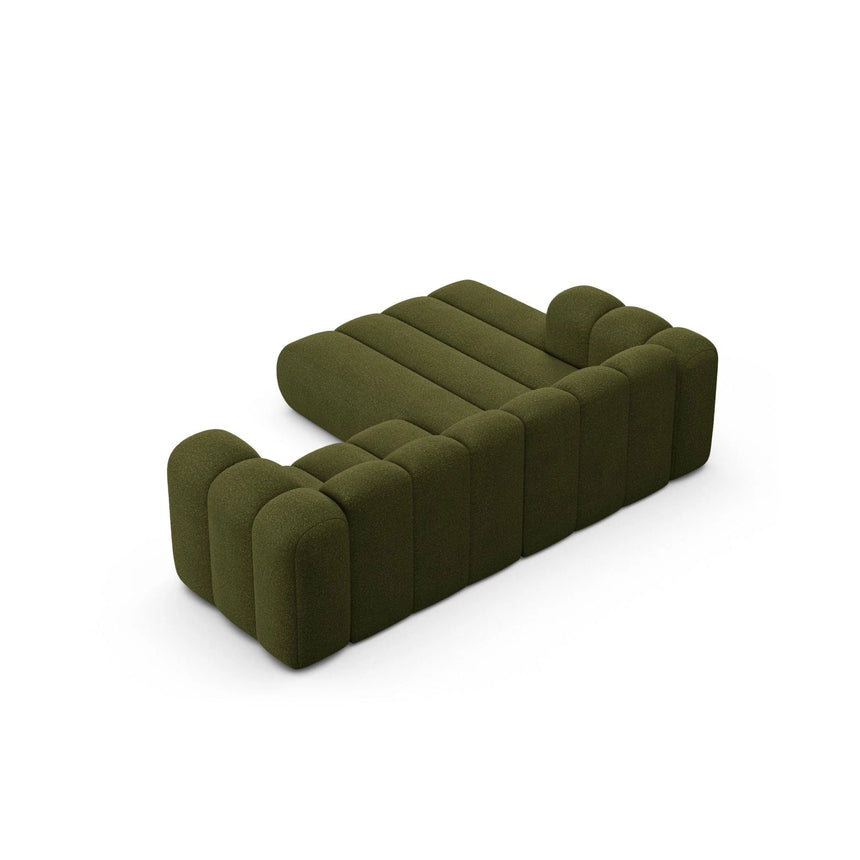 Lupine Modulares 3-Sitzer Ecksofa, Linke Seite, aus Boucle in Dunkles olivgrün (Baloo 2090), 230x177 cm von Micadoni – Bild 5