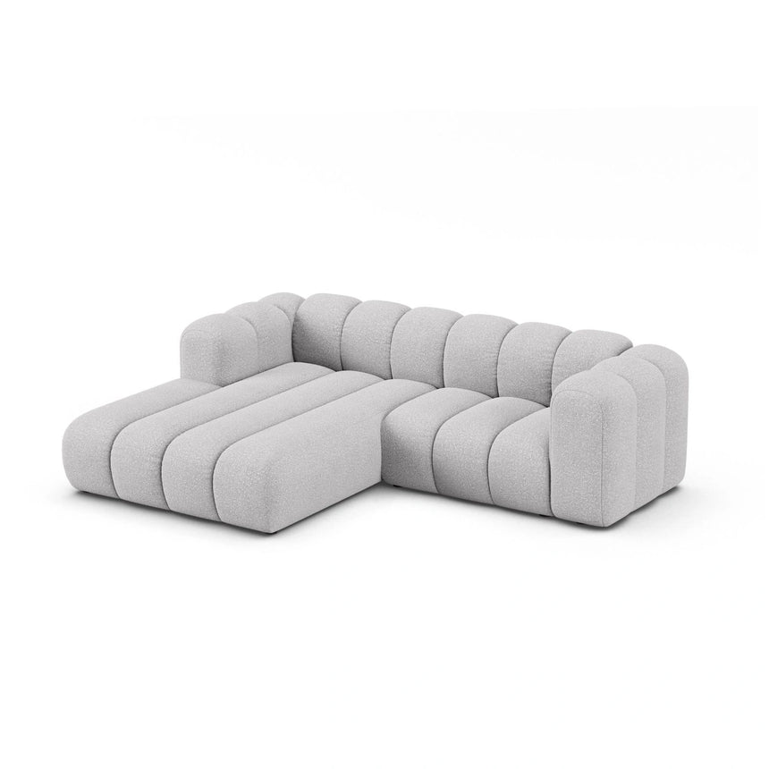 Lupine Modulares 3-Sitzer Ecksofa, Linke Seite, aus Boucle in Hellgrau (Baloo 2085), 230x177 cm von Micadoni – Bild 3