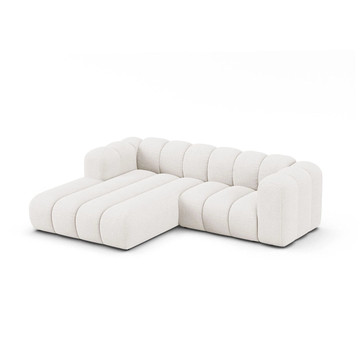 Lupine Modulares 3-Sitzer Ecksofa, Linke Seite, aus Boucle in Weiß (Baloo 2073), 230x177 cm von Micadoni – Bild 3