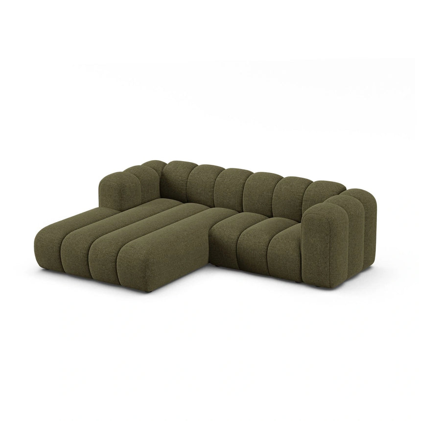 Lupine Modulares 3-Sitzer Ecksofa, Linke Seite, aus Chenille in Grün (Eden 12 Olive), 230x177 cm von Micadoni – Bild 4