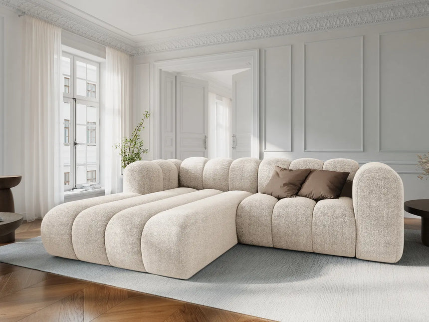 Lupine Modulares 3-Sitzer Ecksofa, Linke Seite, aus Chenille in Leichtes Beige (Eden 2 Pearl), 230x177 cm von Micadoni – Bild 2