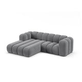 Lupine Modulares 3-Sitzer Ecksofa, Linke Seite, aus Samt in Grau (Salvador 17), 230x177 cm von Micadoni – Bild 3