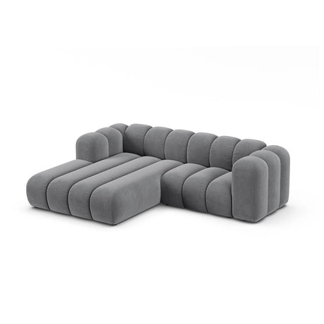 Lupine Modulares 3-Sitzer Ecksofa, Linke Seite, aus Samt in Grau (Salvador 17), 230x177 cm von Micadoni – Bild 3