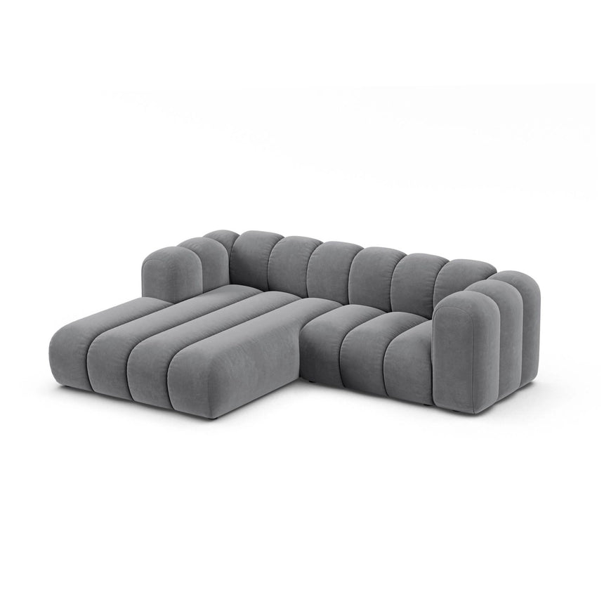 Lupine Modulares 3-Sitzer Ecksofa, Linke Seite, aus Samt in Grau (Salvador 17), 230x177 cm von Micadoni – Bild 3