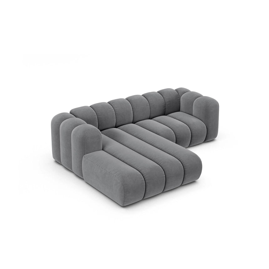 Lupine Modulares 3-Sitzer Ecksofa, Linke Seite, aus Samt in Grau (Salvador 17), 230x177 cm von Micadoni – Bild 4