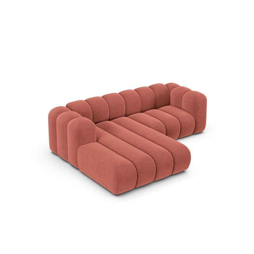 Lupine Modulares 3-Sitzer Ecksofa, Linke Seite, aus Samt in Koralle (Salvador 12), 230x177 cm von Micadoni – Bild 4