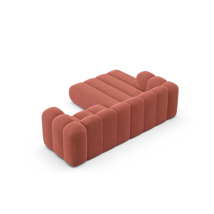 Lupine Modulares 3-Sitzer Ecksofa, Linke Seite, aus Samt in Koralle (Salvador 12), 230x177 cm von Micadoni – Bild 5