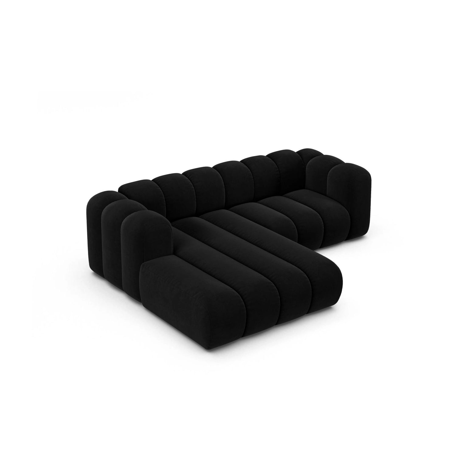 Lupine Modulares 3-Sitzer Ecksofa, Linke Seite, aus Samt in Schwarz (Salvador 19), 230x177 cm von Micadoni – Bild 4
