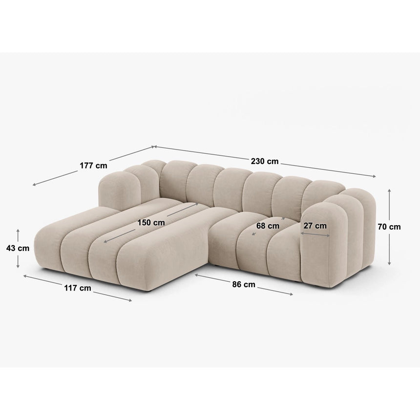 Lupine Modulares 3-Sitzer Ecksofa, Rechte Seite, aus Chenille in Hellgrau (Eden 18 Grey), 230x177 cm von Micadoni – Bild 3