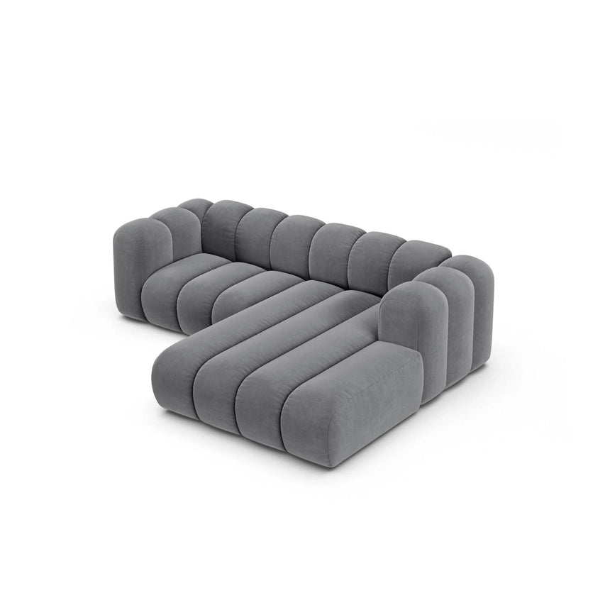 Lupine Modulares 3-Sitzer Ecksofa, Rechte Seite, aus Samt in Grau (Salvador 17), 230x177 cm von Micadoni – Bild 4