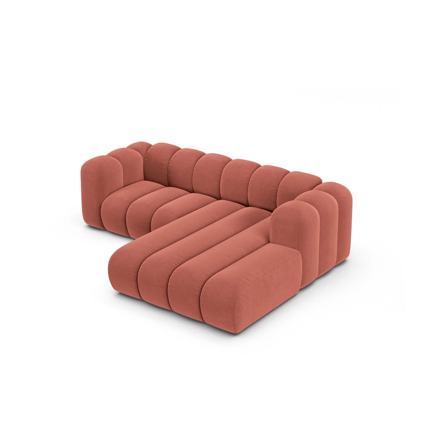 Lupine Modulares 3-Sitzer Ecksofa, Rechte Seite, aus Samt in Koralle (Salvador 12), 230x177 cm von Micadoni – Bild 4