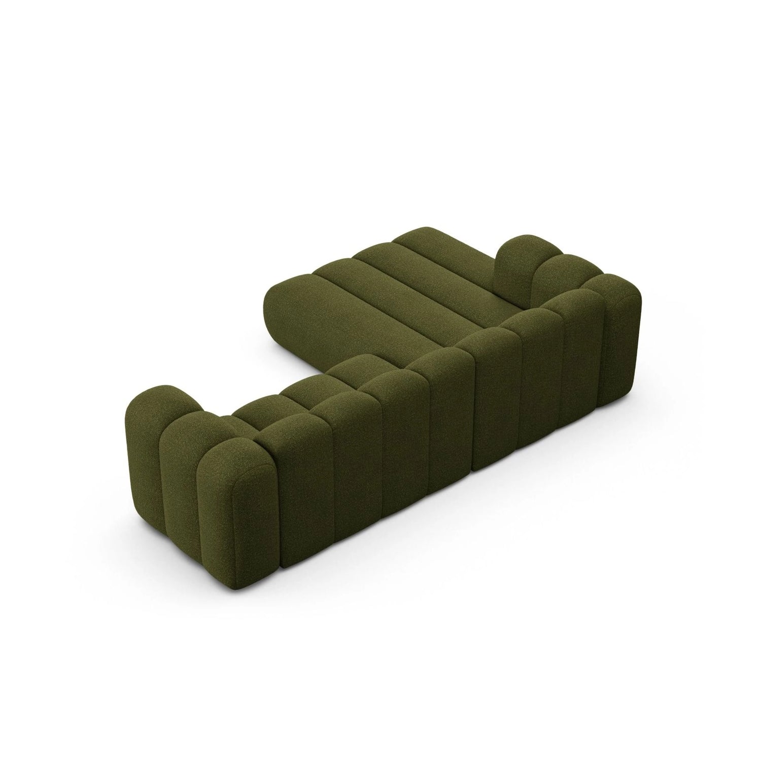 Lupine Modulares 4-Sitzer Ecksofa, Linke Seite, aus Boucle in Dunkles olivgrün (Baloo 2090), 260x177 cm von Micadoni – Bild 4