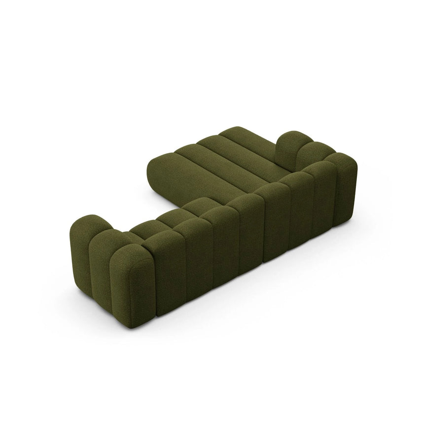 Lupine Modulares 4-Sitzer Ecksofa, Linke Seite, aus Boucle in Dunkles olivgrün (Baloo 2090), 260x177 cm von Micadoni – Bild 4