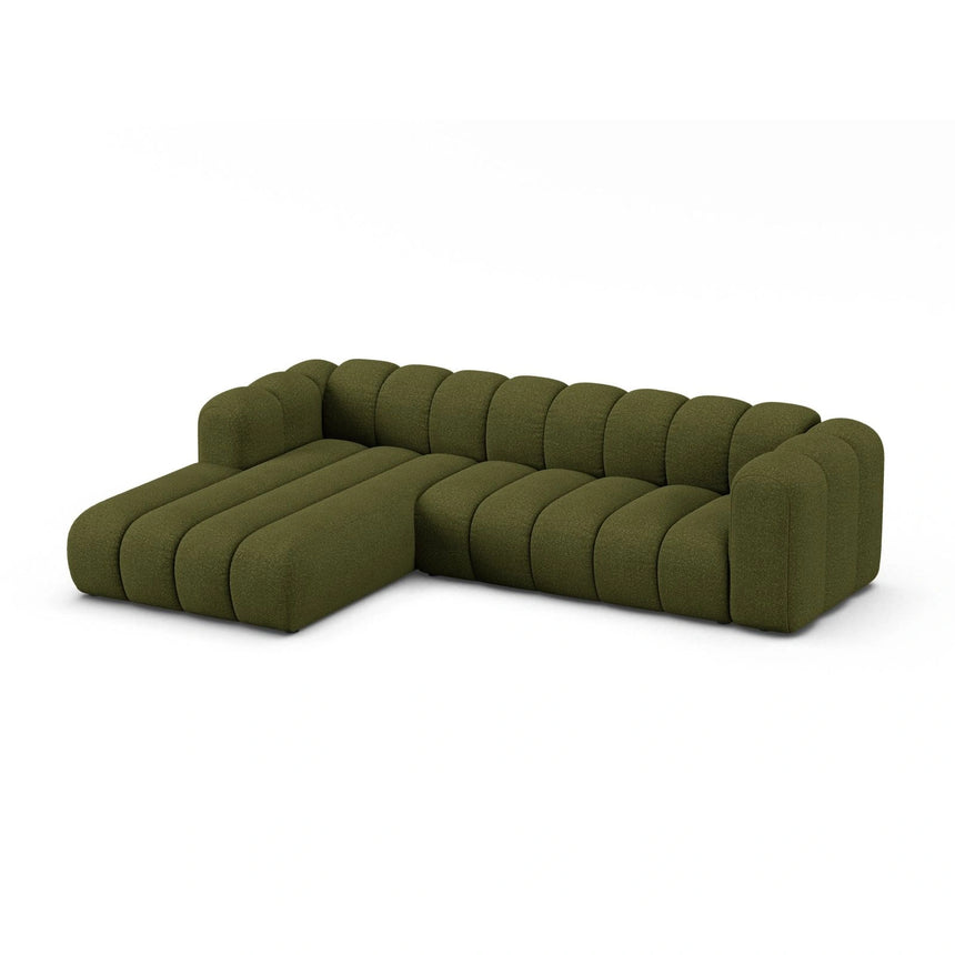 Lupine Modulares 4-Sitzer Ecksofa, Linke Seite, aus Boucle in Dunkles olivgrün (Baloo 2090), 290x177 cm von Micadoni – Bild 3