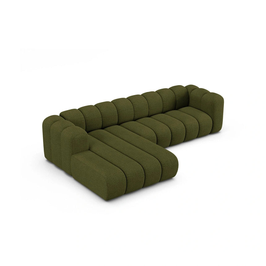 Lupine Modulares 4-Sitzer Ecksofa, Linke Seite, aus Boucle in Dunkles olivgrün (Baloo 2090), 290x177 cm von Micadoni – Bild 4