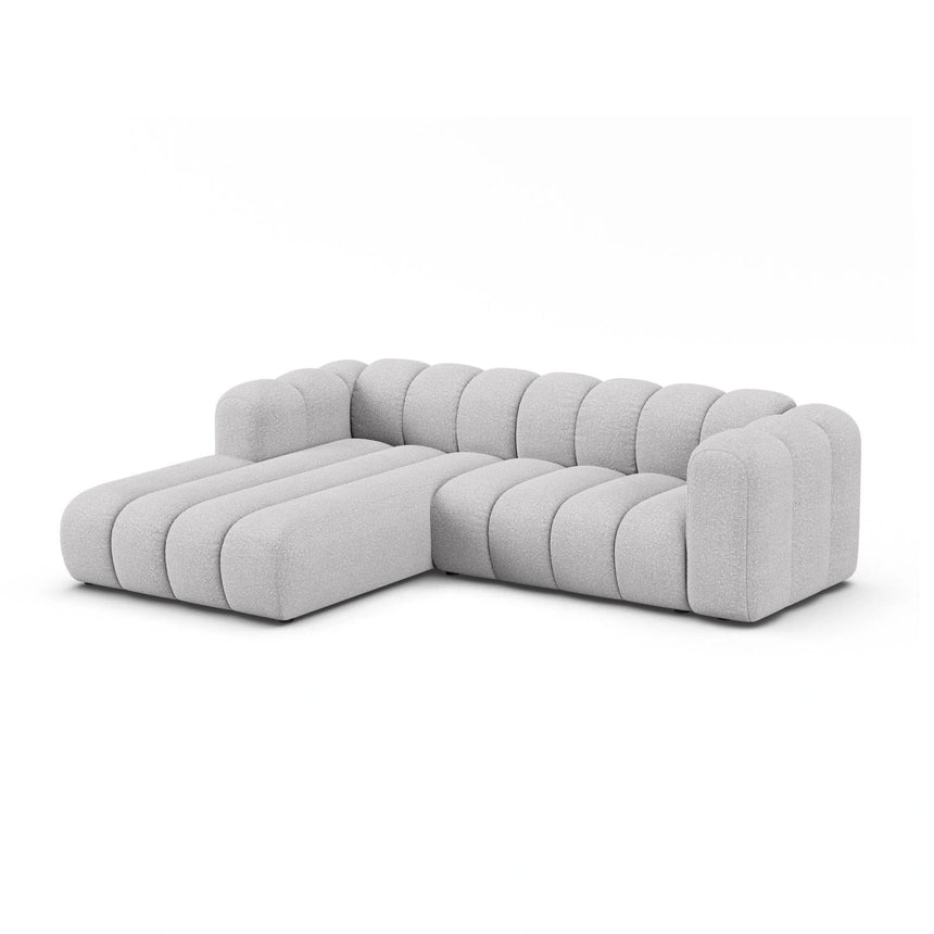 Lupine Modulares 4-Sitzer Ecksofa, Linke Seite, aus Boucle in Hellgrau (Baloo 2085), 260x177 cm von Micadoni – Bild 2