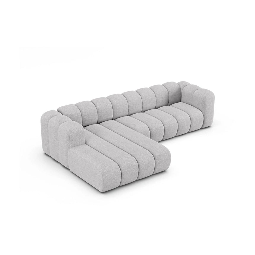 Lupine Modulares 4-Sitzer Ecksofa, Linke Seite, aus Boucle in Hellgrau (Baloo 2085), 290x177 cm von Micadoni – Bild 4