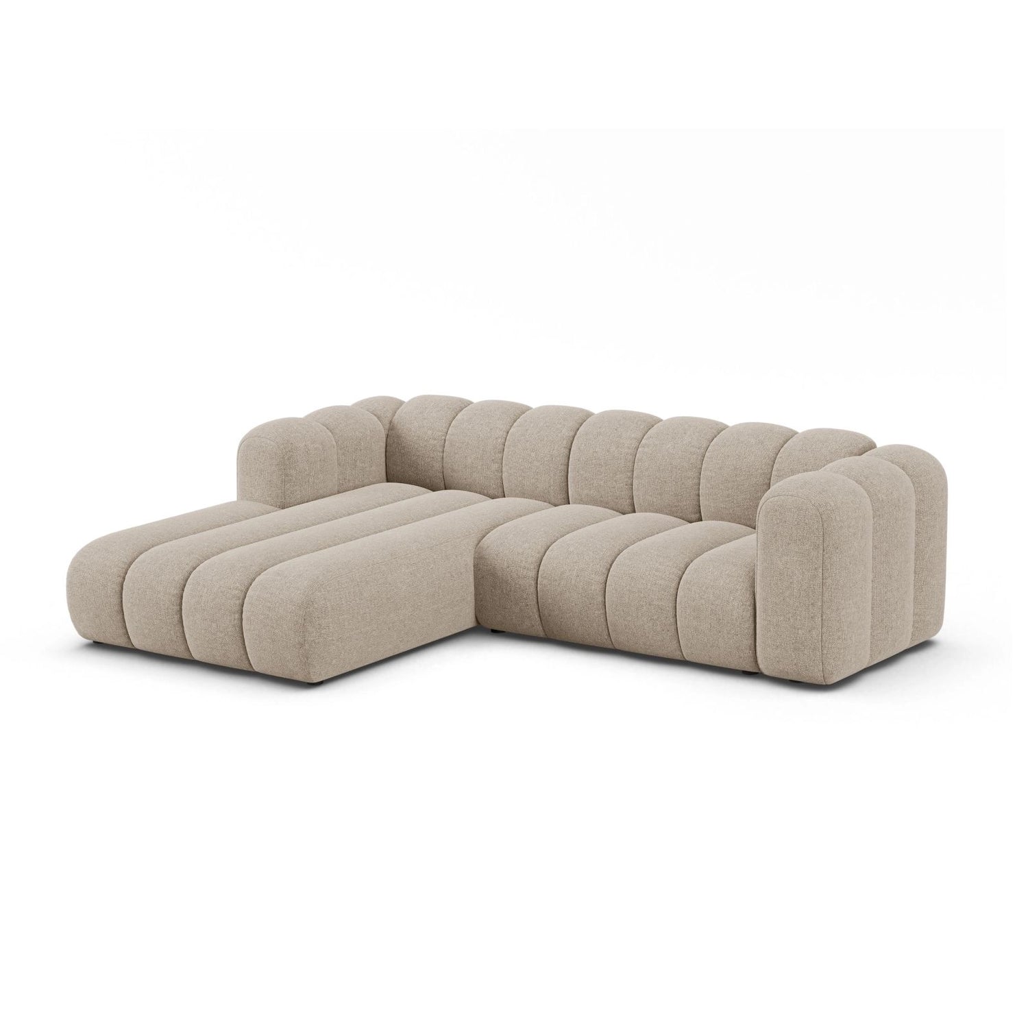 Lupine Modulares 4-Sitzer Ecksofa, Linke Seite, aus Chenille in Dunkelbeige (Eden 4 Beige), 260x177 cm von Micadoni – Bild 2