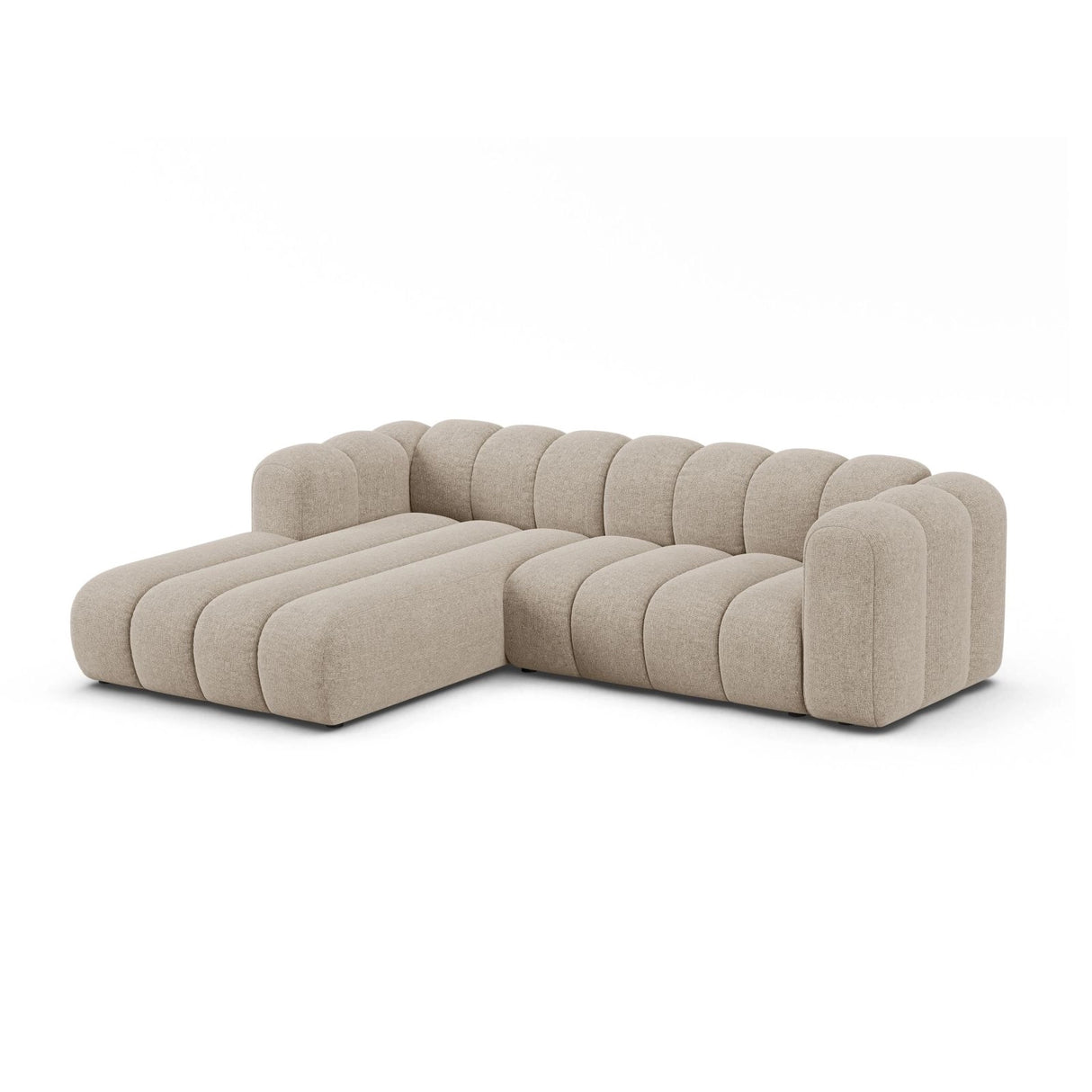 Lupine Modulares 4-Sitzer Ecksofa, Linke Seite, aus Chenille in Dunkelbeige (Eden 4 Beige), 260x177 cm von Micadoni – Bild 2