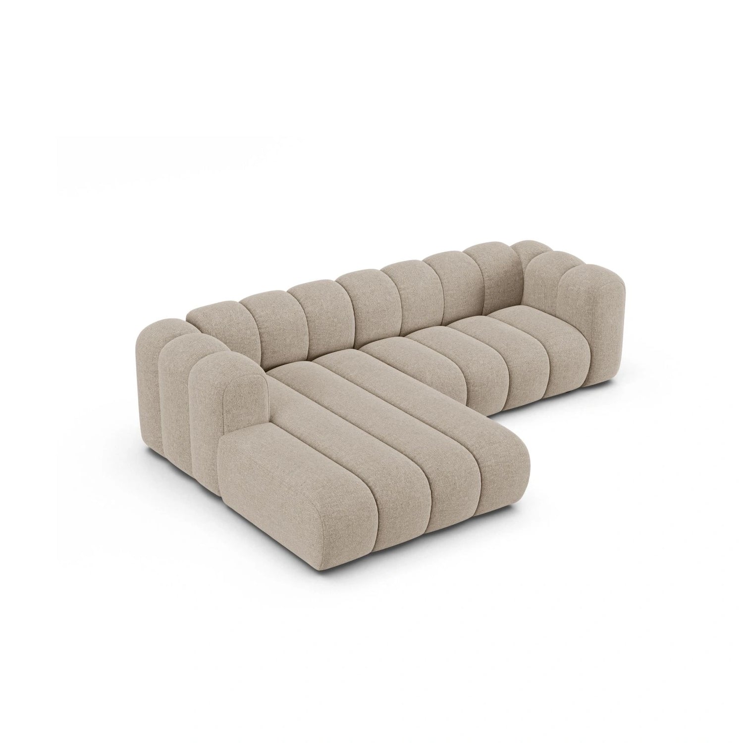 Lupine Modulares 4-Sitzer Ecksofa, Linke Seite, aus Chenille in Dunkelbeige (Eden 4 Beige), 260x177 cm von Micadoni – Bild 3