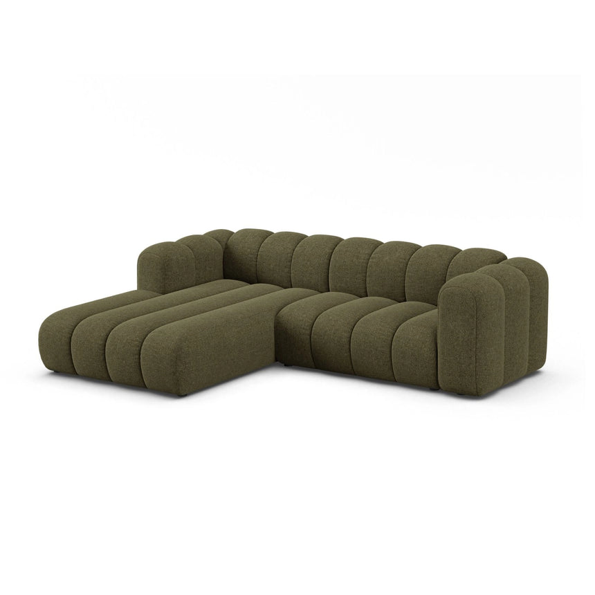 Lupine Modulares 4-Sitzer Ecksofa, Linke Seite, aus Chenille in Grün (Eden 12 Olive), 260x177 cm von Micadoni – Bild 2