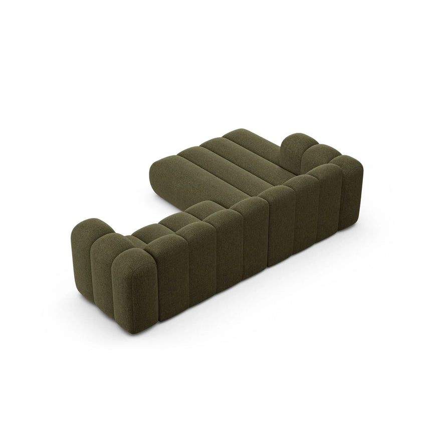 Lupine Modulares 4-Sitzer Ecksofa, Linke Seite, aus Chenille in Grün (Eden 12 Olive), 260x177 cm von Micadoni – Bild 4
