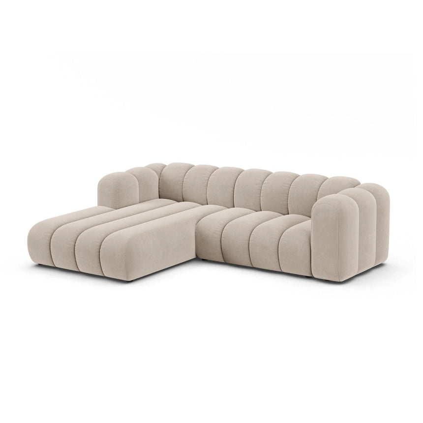 Lupine Modulares 4-Sitzer Ecksofa, Linke Seite, aus Samt in Beige (Salvador 1), 260x177 cm von Micadoni – Bild 2