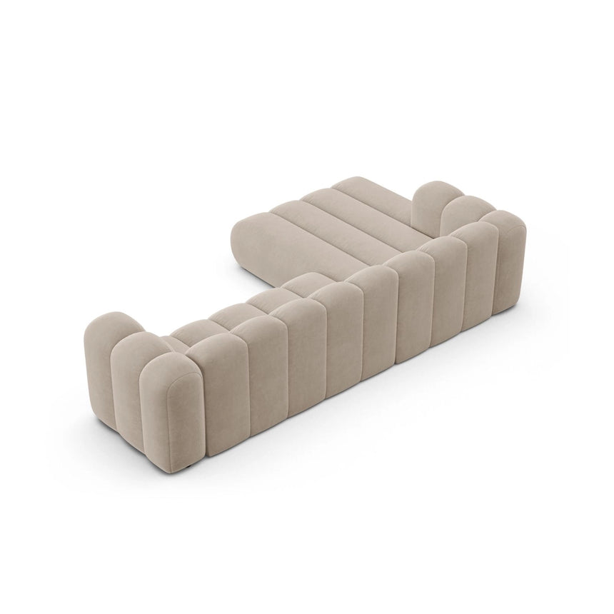 Lupine Modulares 4-Sitzer Ecksofa, Linke Seite, aus Samt in Beige (Salvador 1), 290x177 cm von Micadoni – Bild 5