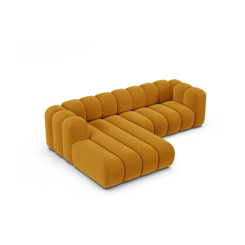 Lupine Modulares 4-Sitzer Ecksofa, Linke Seite, aus Samt in Gelb (Salvador 10), 260x177 cm von Micadoni – Bild 3