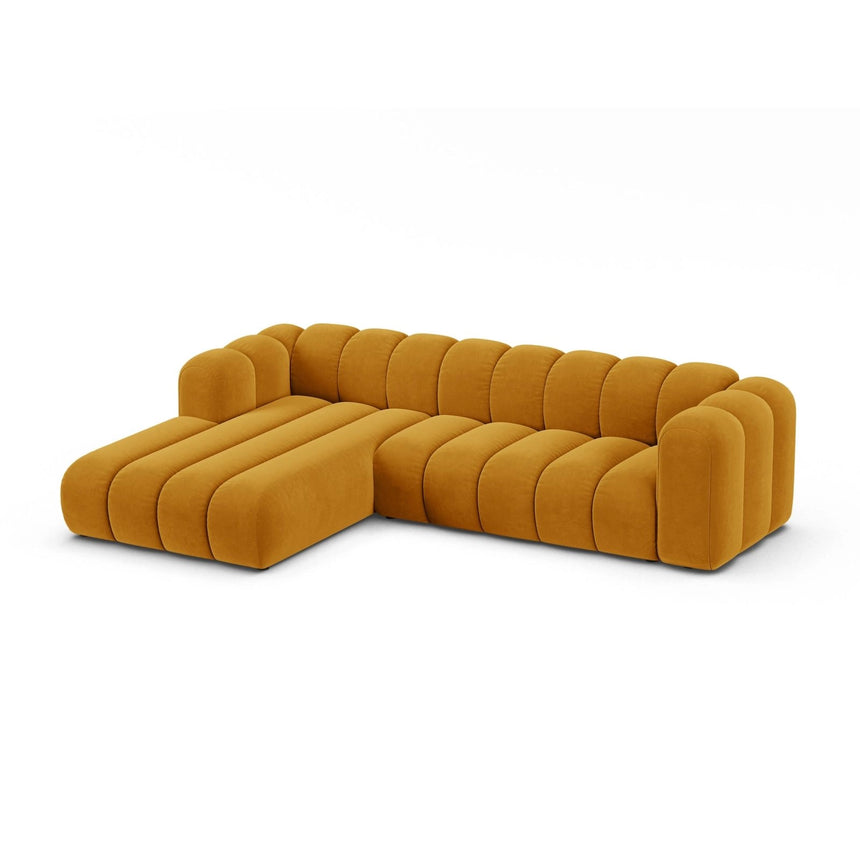 Lupine Modulares 4-Sitzer Ecksofa, Linke Seite, aus Samt in Gelb (Salvador 10), 290x177 cm von Micadoni – Bild 3