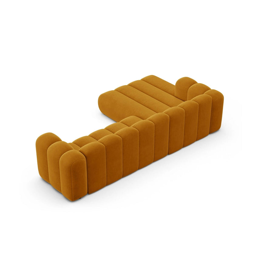 Lupine Modulares 4-Sitzer Ecksofa, Linke Seite, aus Samt in Gelb (Salvador 10), 290x177 cm von Micadoni – Bild 5
