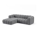 Lupine Modulares 4-Sitzer Ecksofa, Linke Seite, aus Samt in Grau (Salvador 17), 260x177 cm von Micadoni – Bild 2