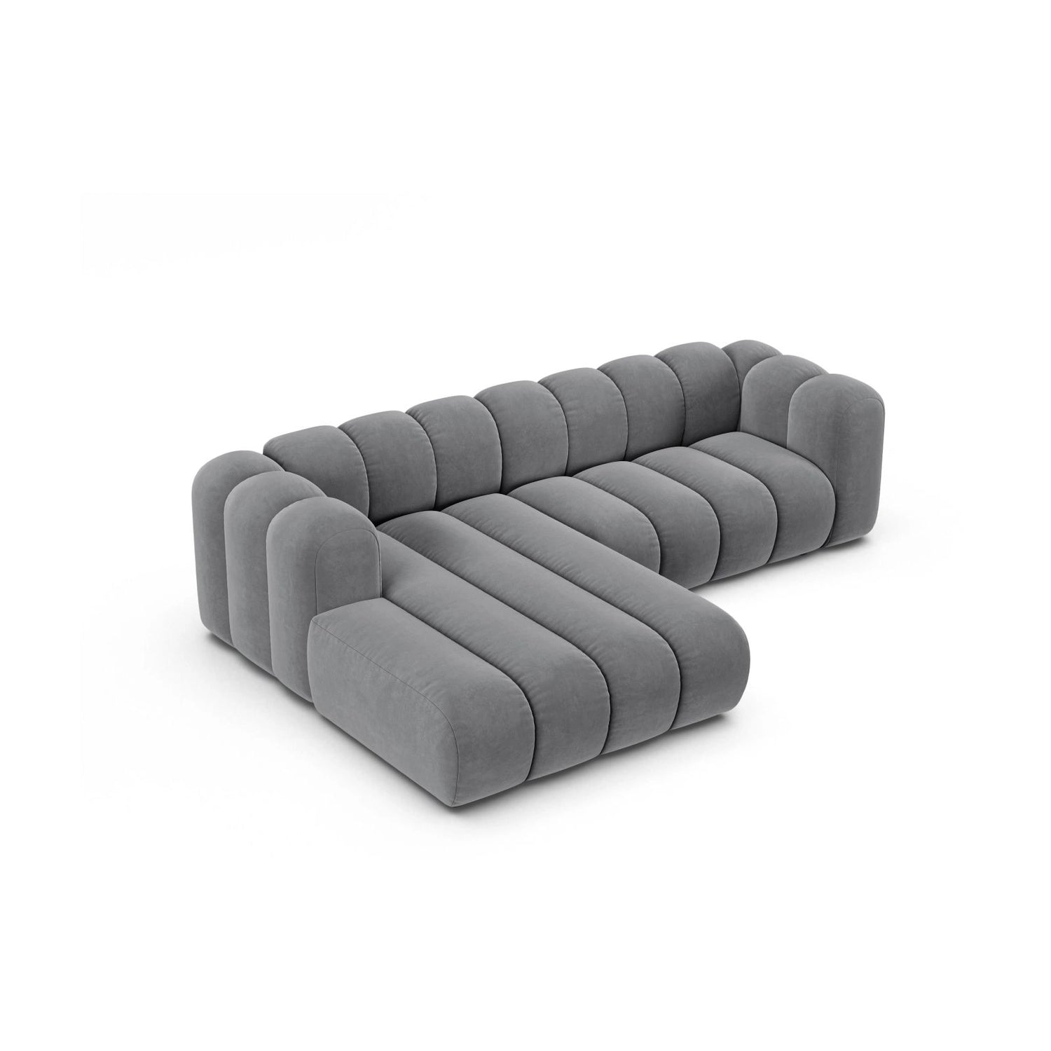 Lupine Modulares 4-Sitzer Ecksofa, Linke Seite, aus Samt in Grau (Salvador 17), 260x177 cm von Micadoni – Bild 3