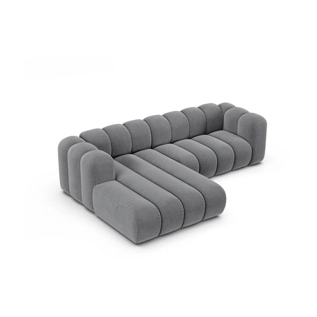 Lupine Modulares 4-Sitzer Ecksofa, Linke Seite, aus Samt in Grau (Salvador 17), 260x177 cm von Micadoni – Bild 3
