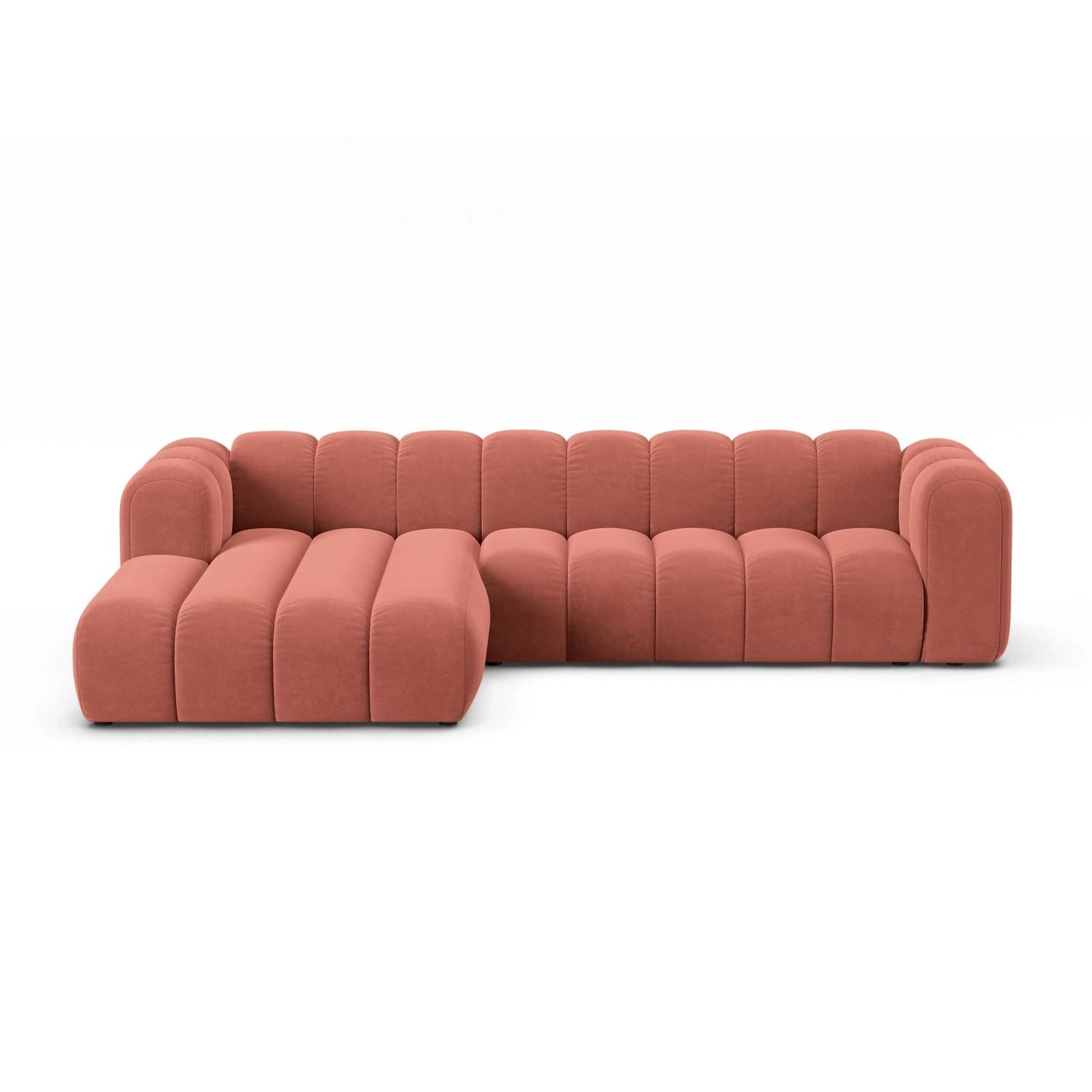 Lupine Modulares 4-Sitzer Ecksofa, Linke Seite, aus Samt in Koralle (Salvador 12), 290x177 cm von Micadoni – Bild 1