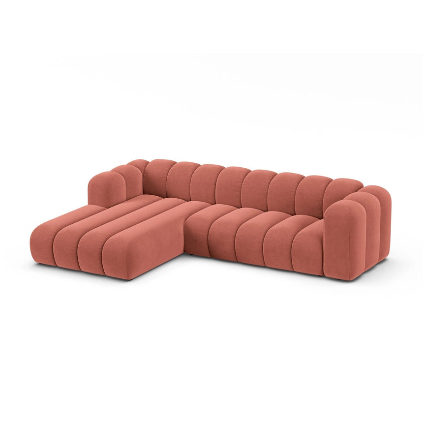 Lupine Modulares 4-Sitzer Ecksofa, Linke Seite, aus Samt in Koralle (Salvador 12), 290x177 cm von Micadoni – Bild 3