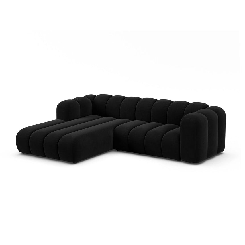 Lupine Modulares 4-Sitzer Ecksofa, Linke Seite, aus Samt in Schwarz (Salvador 19), 260x177 cm von Micadoni – Bild 2