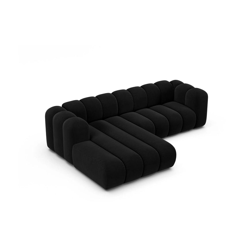 Lupine Modulares 4-Sitzer Ecksofa, Linke Seite, aus Samt in Schwarz (Salvador 19), 260x177 cm von Micadoni – Bild 3