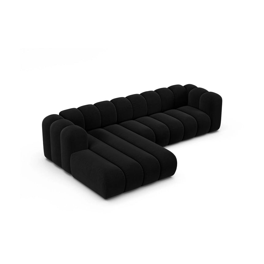 Lupine Modulares 4-Sitzer Ecksofa, Linke Seite, aus Samt in Schwarz (Salvador 19), 290x177 cm von Micadoni – Bild 4