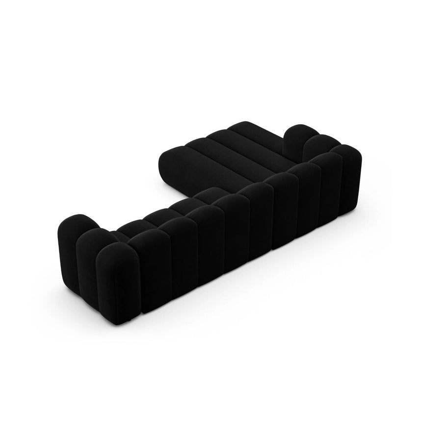 Lupine Modulares 4-Sitzer Ecksofa, Linke Seite, aus Samt in Schwarz (Salvador 19), 290x177 cm von Micadoni – Bild 5
